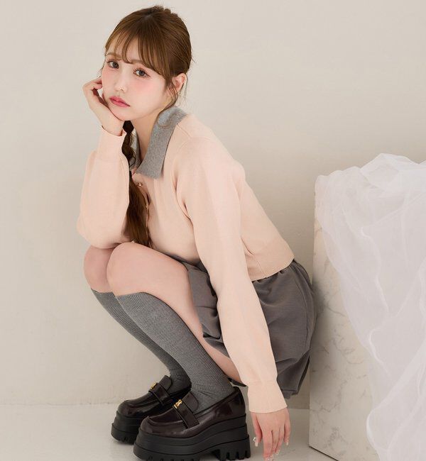  「配色襟付きニット」|ニット・セーター|