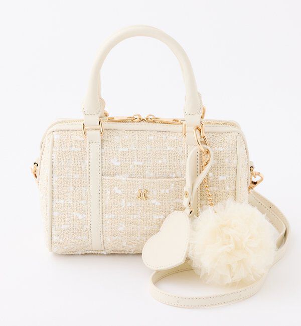  「ハートチャーム付きミニボストンバッグ」|ショルダー・メッセンジャー|イエロー