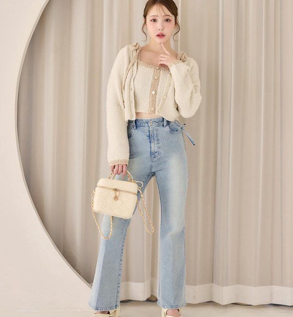  「【セットアップ可能】肩リボン配色ビスチェ」|ニット・セーター|