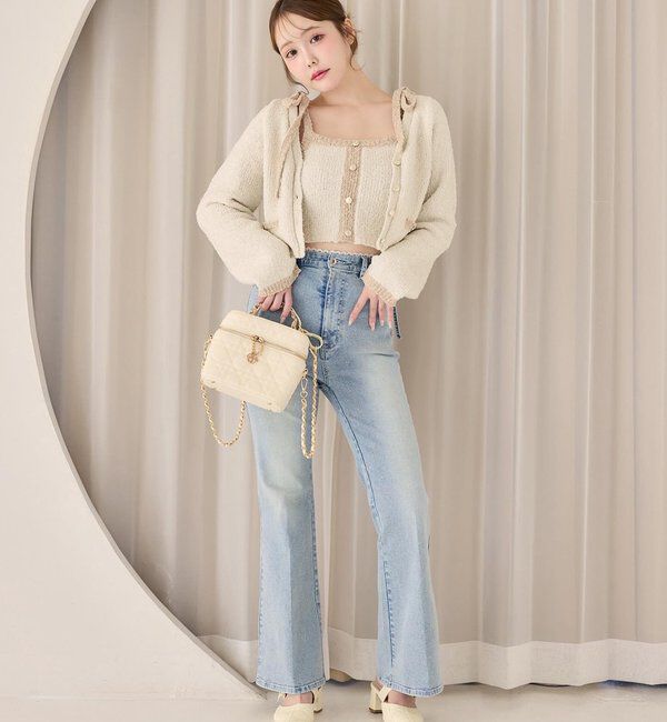  「【セットアップ可能】金ボタン配色カーディガン」|ニット・セーター|