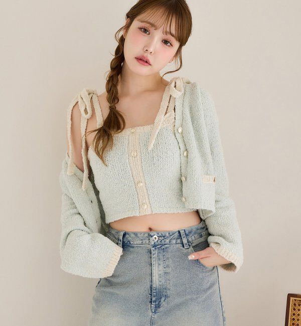  「【セットアップ可能】金ボタン配色カーディガン」|ニット・セーター|