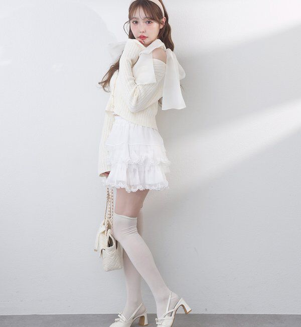  「キラキラボタンアイレットカーデ」|ニット・セーター|