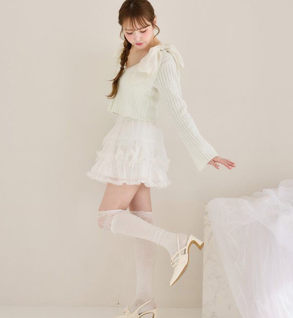  「キラキラボタンアイレットカーデ」|ニット・セーター|