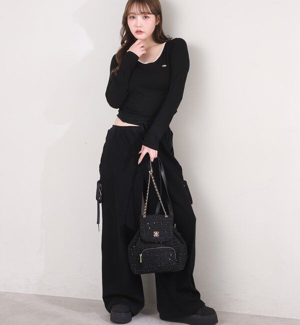  「プレート付きフロントギャザートップ」|プルオーバー|