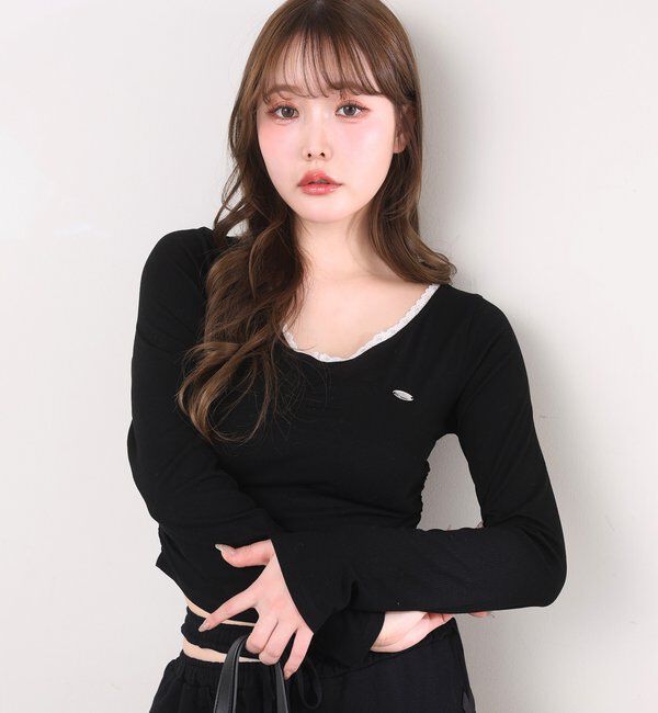  「プレート付きフロントギャザートップ」|プルオーバー|