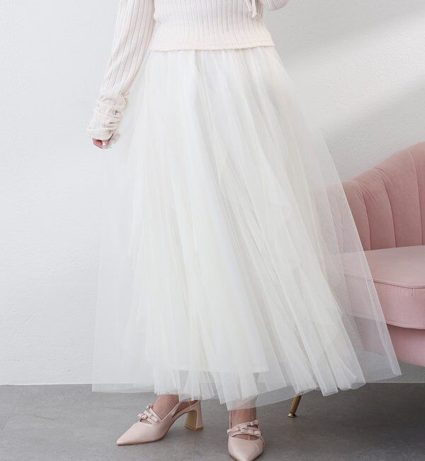  「チュールフリルロングスカート」|スカート|