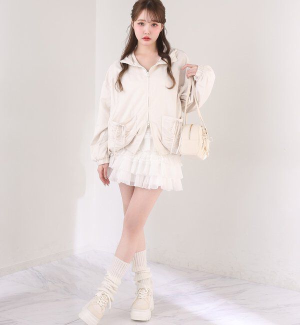  「ドロストリボンポケット付きマウンテンパーカー」|ダウンベスト・ベスト|