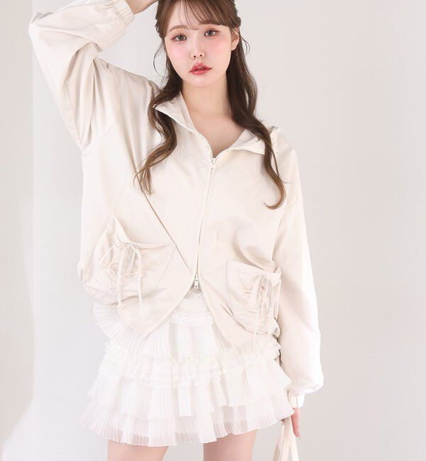  「ドロストリボンポケット付きマウンテンパーカー」|ダウンベスト・ベスト|