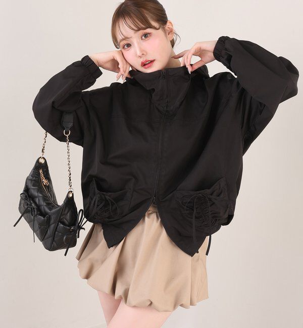  「ドロストリボンポケット付きマウンテンパーカー」|ダウンベスト・ベスト|