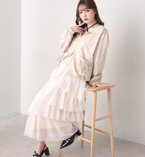  「ドロストリボンポケット付きマウンテンパーカー」|ダウンベスト・ベスト|