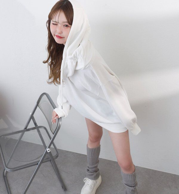  「オフショルパーカーワンピ」|ワンピース|