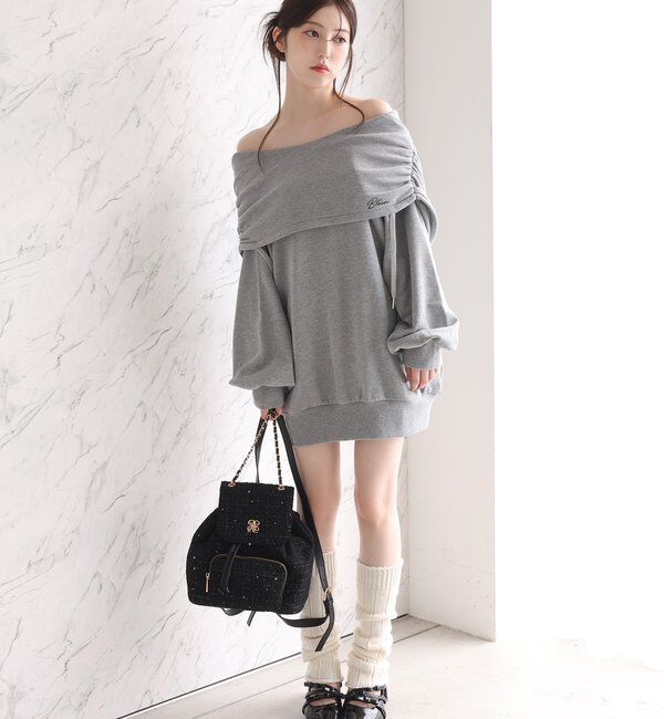  「オフショルパーカーワンピ」|ワンピース|