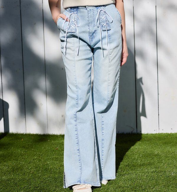  「【Denim Collection】レースアップデニムパンツ/SMサイズ展開あり」|その他|