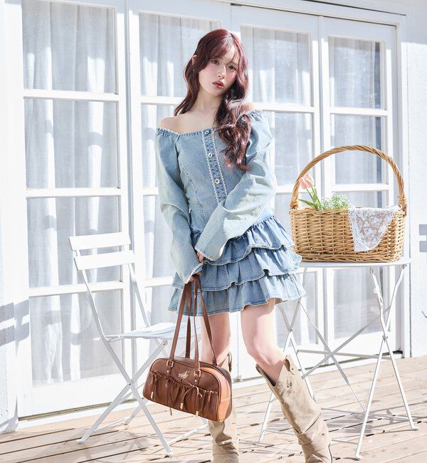  「【Denim Collection】ティアードミニワンピ」|ワンピース|