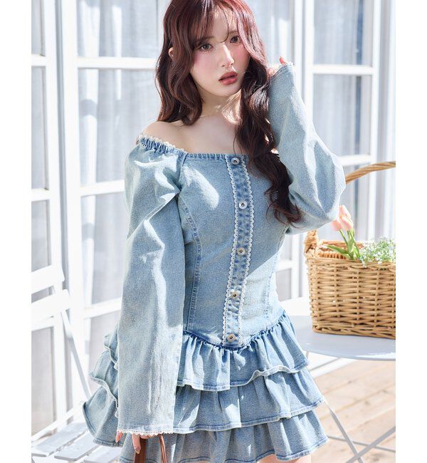  「【Denim Collection】ティアードミニワンピ」|ワンピース|