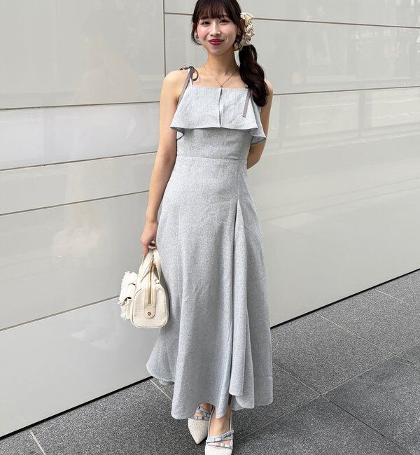  「【miyabi企画】フリルツイードキャミワンピ」|その他|サックスブルー