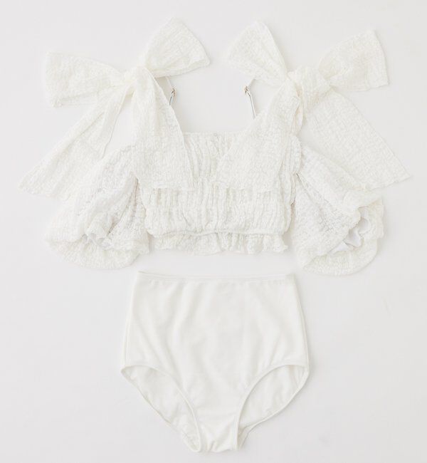  「swimwear/シャーリングオフショル-バルーンミニスカート（3点セット)」|その他|