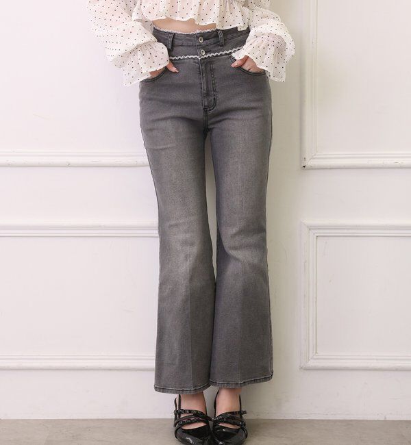  「【SMサイズ展開あり】ウエストレースフレアデニム」|その他|