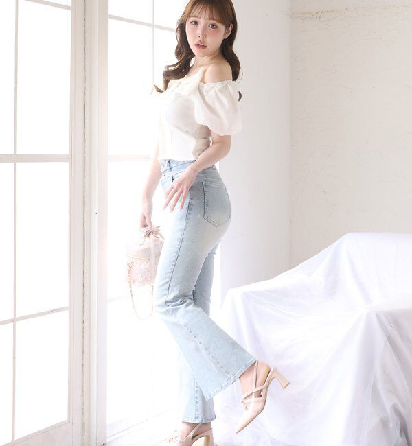  「【SMサイズ展開あり】ウエストレースフレアデニム」|その他|