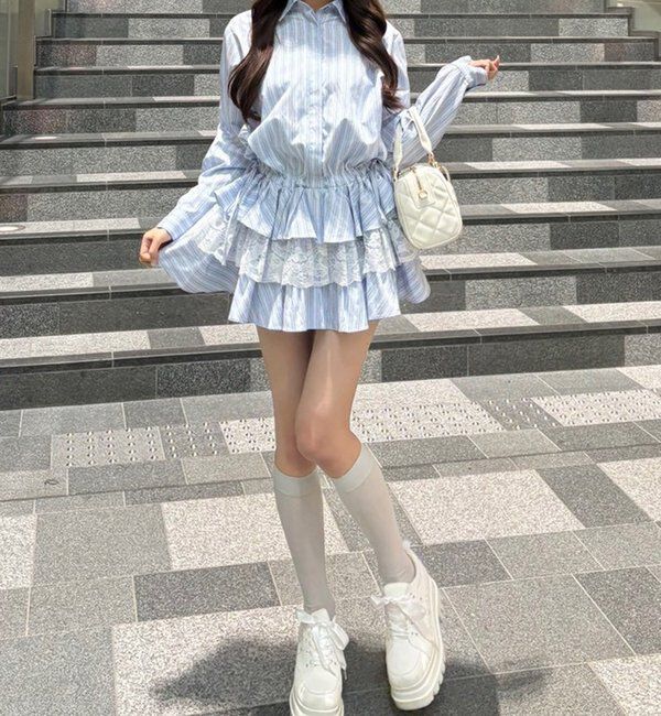  「裾ティアードシャツワンピース」|シャツ・ブラウス|