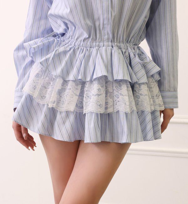  「裾ティアードシャツワンピース」|シャツ・ブラウス|