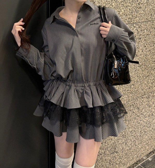  「裾ティアードシャツワンピース」|シャツ・ブラウス|