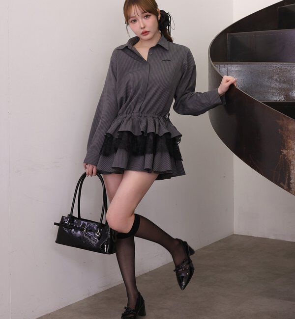  「裾ティアードシャツワンピース」|シャツ・ブラウス|