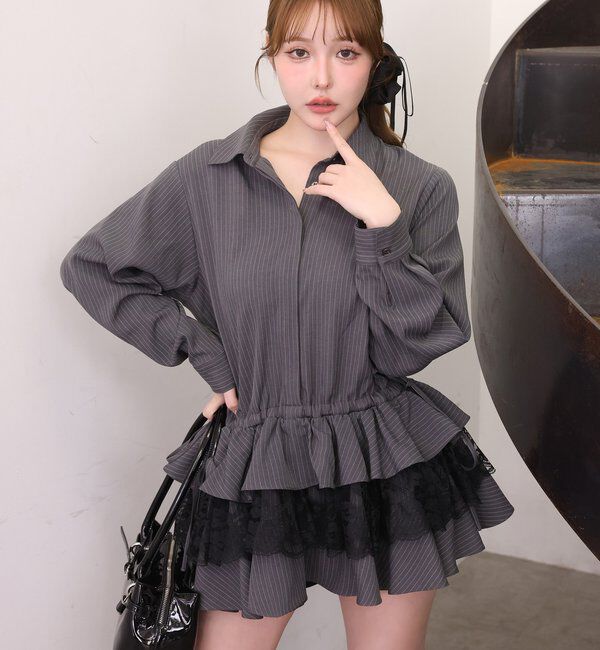  「裾ティアードシャツワンピース」|シャツ・ブラウス|