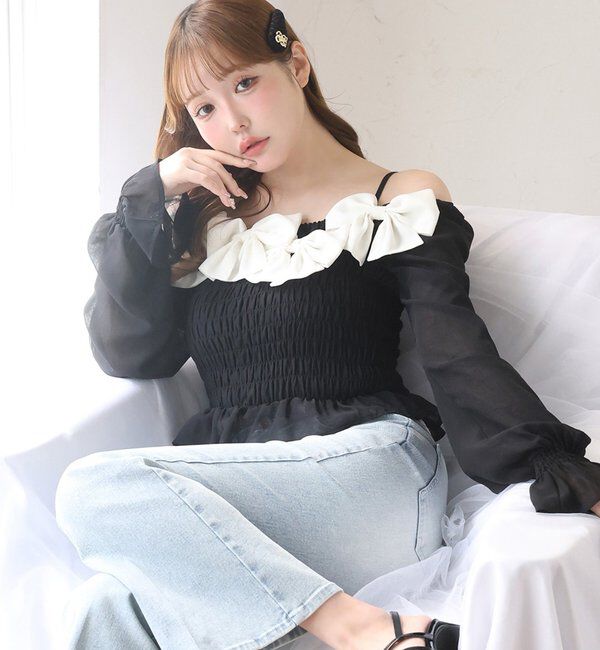  「シャーリングリボンブラウス」|シャツ・ブラウス|