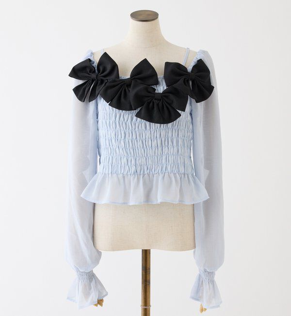  「シャーリングリボンブラウス」|シャツ・ブラウス|