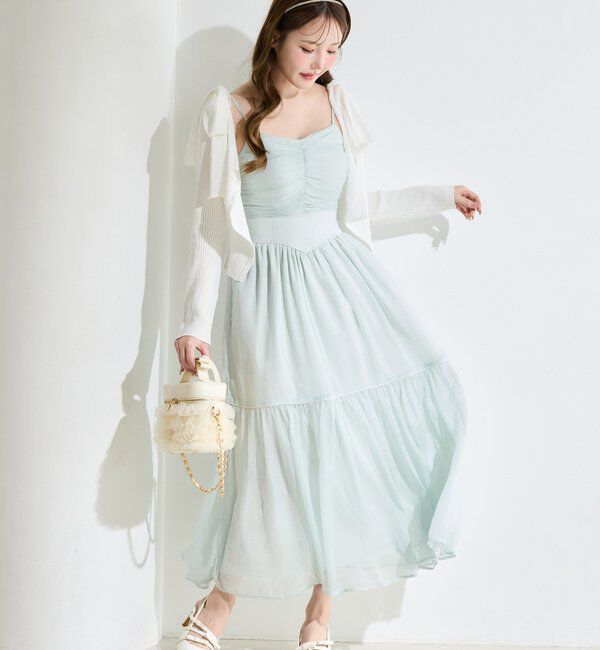  「カーディガンセット配色ワンピース」|ワンピース|ミント