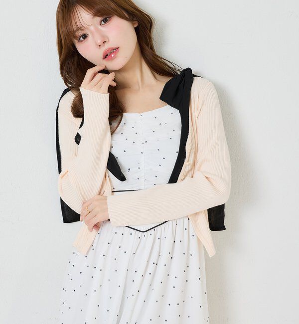  「カーディガンセット配色ワンピース」|ワンピース|