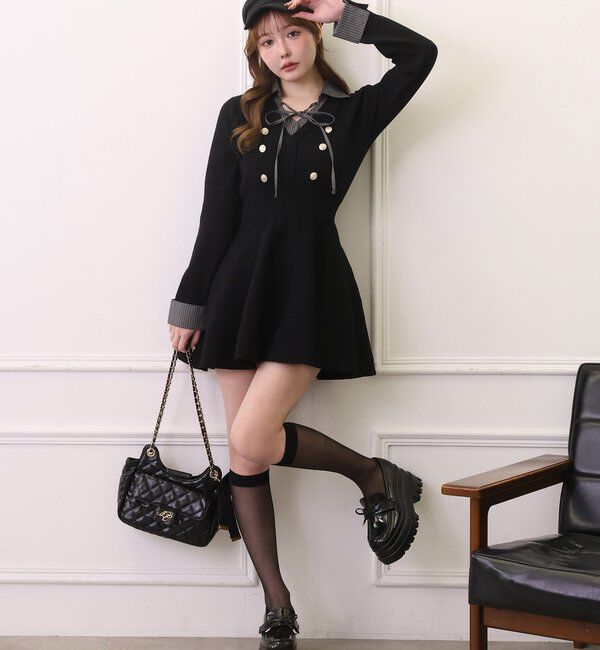  「【SMサイズ展開あり】シャツドッキングミニワンピース」|ワンピース|