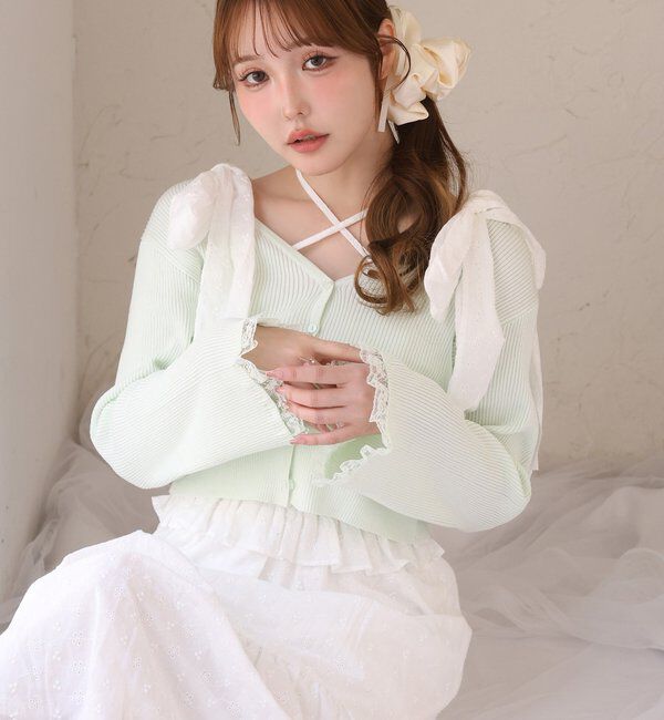  「【SMサイズ展開あり】肩リボンシャーリングワンピース」|ワンピース|