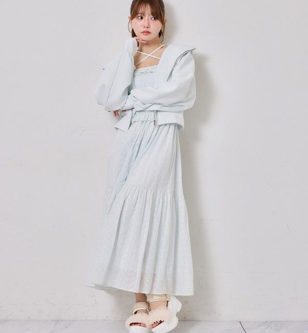  「【SMサイズ展開あり】肩リボンシャーリングワンピース」|ワンピース|