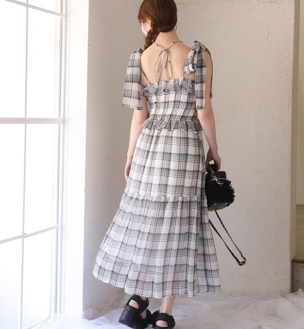  「【SMサイズ展開あり】肩リボンシャーリングワンピース」|ワンピース|