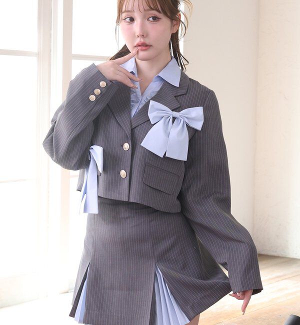  「【セットアップ可能】配色プリーツスカート/SMサイズ展開あり」|スカート|