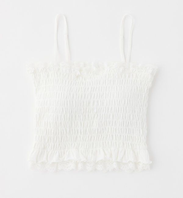  「カップ付きレースシャーリングキャミソール」|プルオーバー|