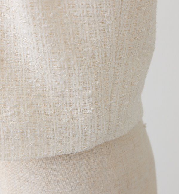  「ノーカラーツイードジャケット」|ダウンベスト・ベスト|