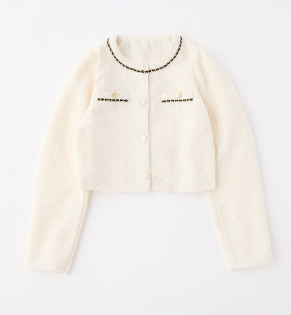  「ノーカラーツイードジャケット」|ダウンベスト・ベスト|