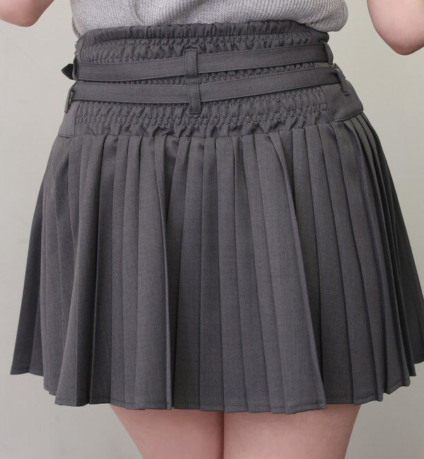  「【SMサイズ展開あり】ダブルベルト付きプリーツミニスカ－ト」|スカート|