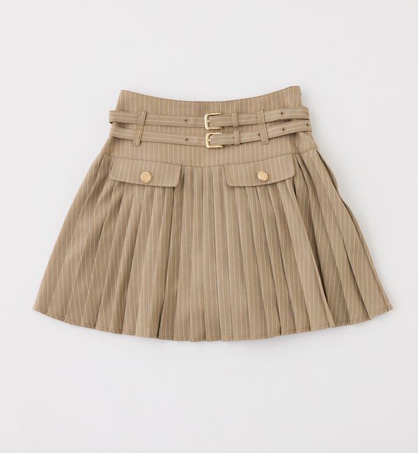  「【SMサイズ展開あり】ダブルベルト付きプリーツミニスカ－ト」|スカート|