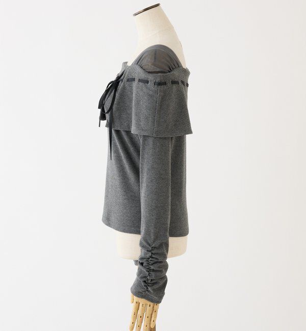  「配色リボンオフショルトップス」|プルオーバー|