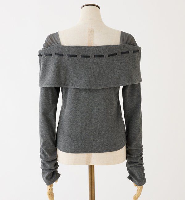  「配色リボンオフショルトップス」|プルオーバー|