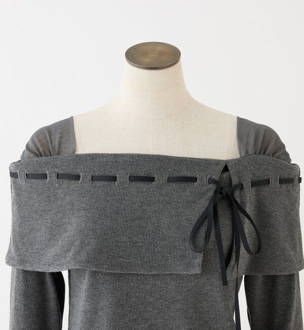  「配色リボンオフショルトップス」|プルオーバー|