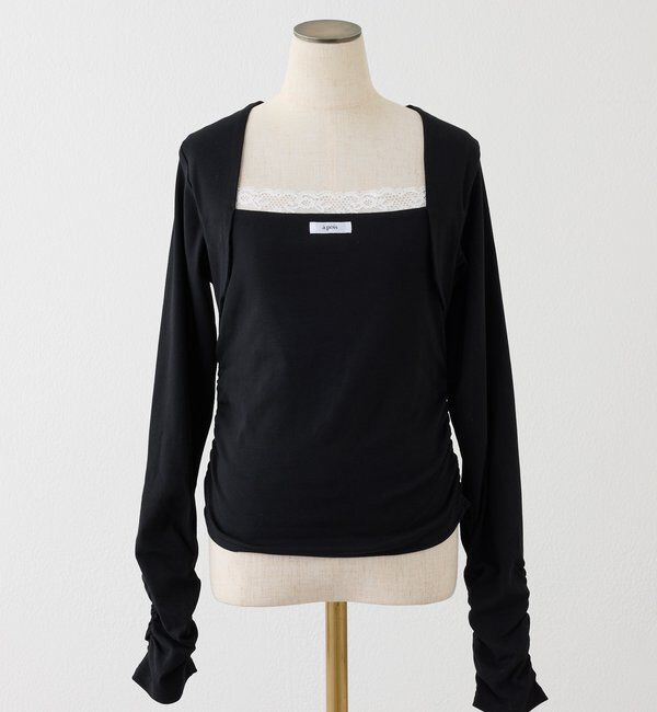  「レイヤード風レース付きトップス」|プルオーバー|