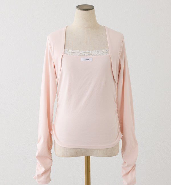  「レイヤード風レース付きトップス」|プルオーバー|