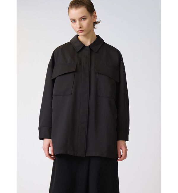 mizuiro ind「mizuiro ind ワークワイドシャツジャケット」|テーラードジャケット|ブラック