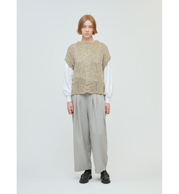 mizuiro ind「mizuiro ind シアーケーブル柄ベスト」|ベスト・ジレ|