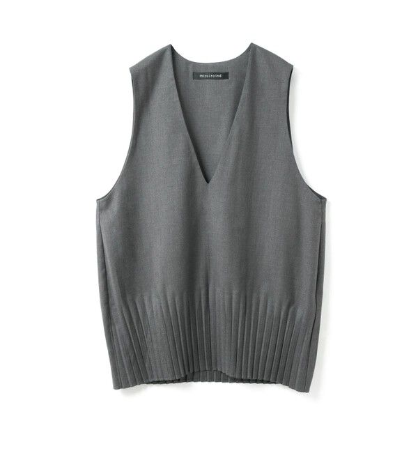 mizuiro ind「mizuiro ind プリーツヘムVネックベスト」|ベスト・ジレ|グレー